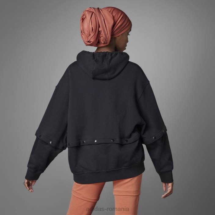 Adidas hanorac negru, întotdeauna original, cu nasturi snap femei negru 2JBN17531