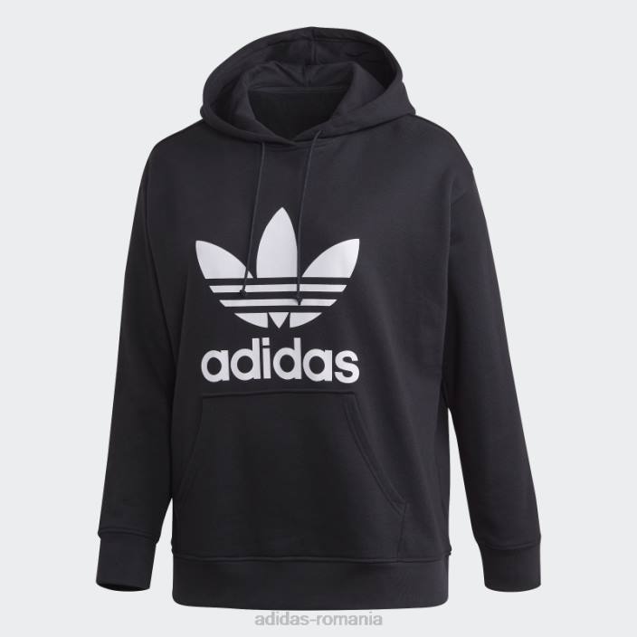 Adidas hanorac negru trefoil (mărime plus) femei alb negru 2JBN8915