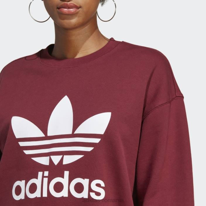 Adidas hanorac roșu trefoil crew fierbinte femei roșu 2JBN2368