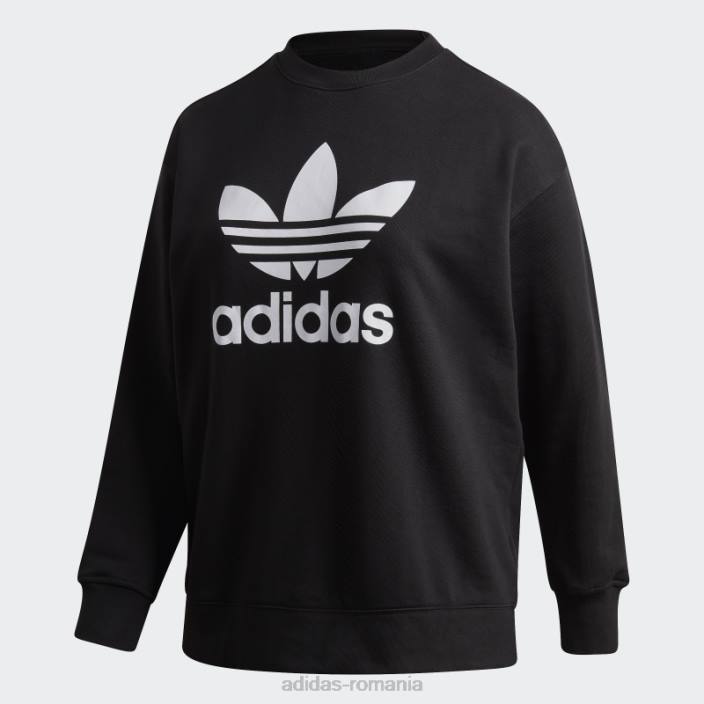 Adidas hanorac trefoil crew (mărime plus) negru femei alb negru 2JBN8929