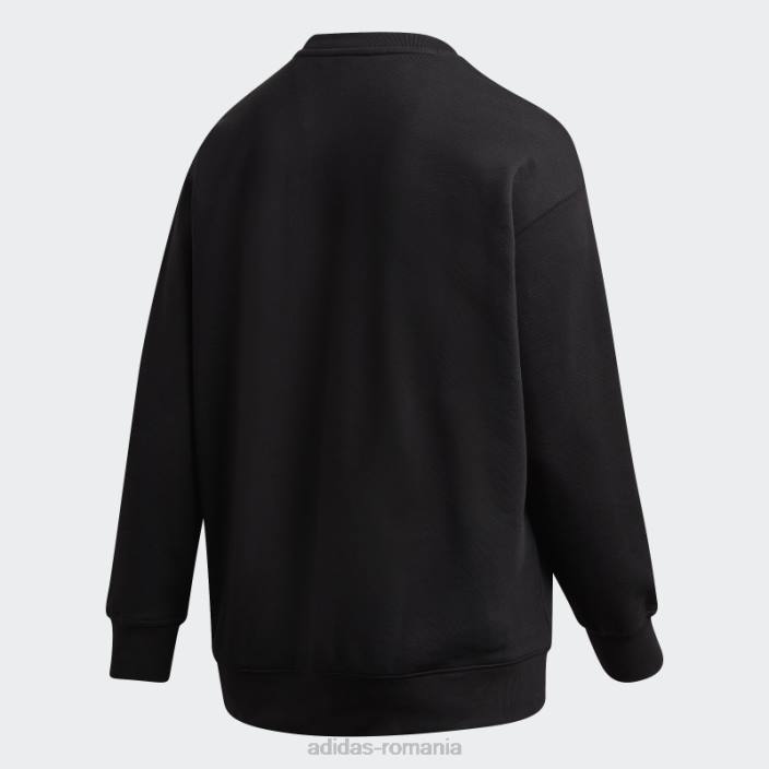 Adidas hanorac trefoil crew (mărime plus) negru femei alb negru 2JBN8929