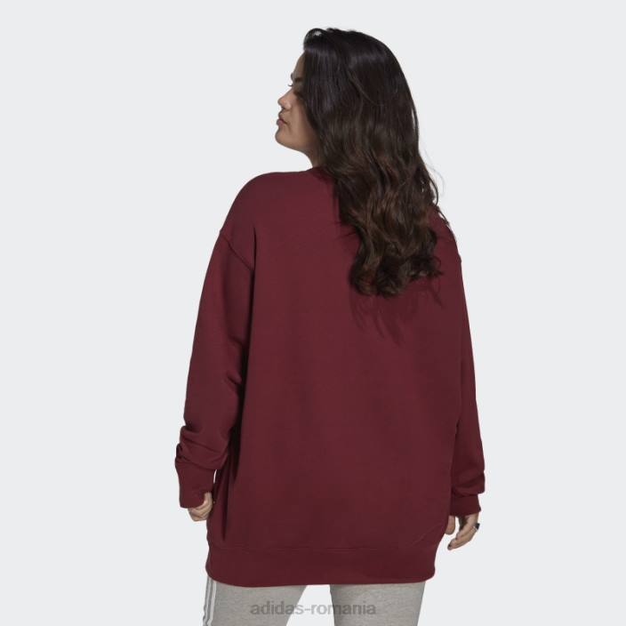 Adidas hanorac trefoil crew (mărime plus) roșu femei roșu 2JBN16519