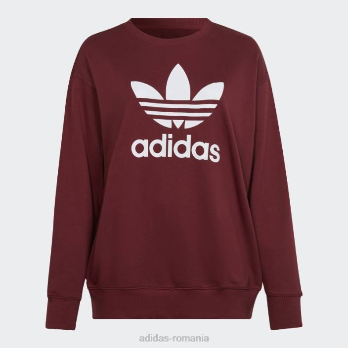 Adidas hanorac trefoil crew (mărime plus) roșu femei roșu 2JBN16519