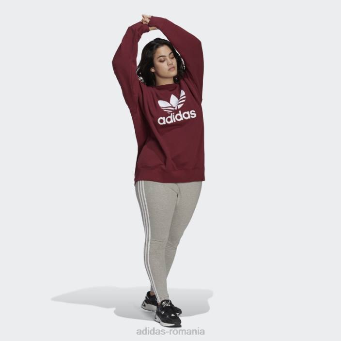 Adidas hanorac trefoil crew (mărime plus) roșu femei roșu 2JBN16519