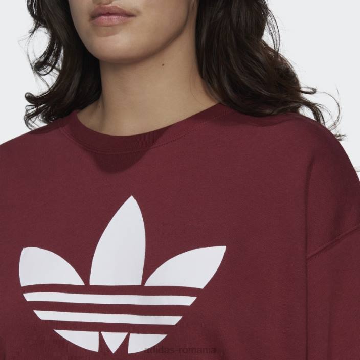 Adidas hanorac trefoil crew (mărime plus) roșu femei roșu 2JBN16519