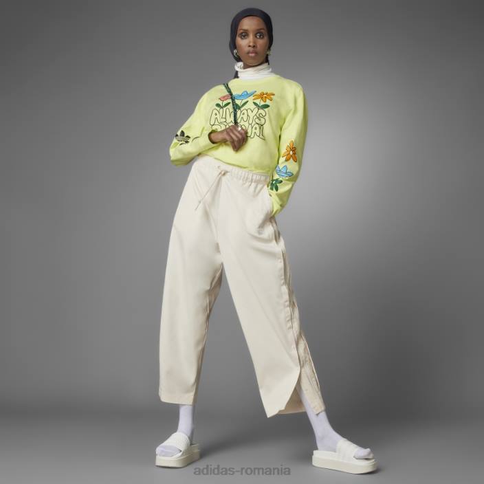 Adidas intotdeauna originali pantaloni relaxati albi femei alb 2JBN10604