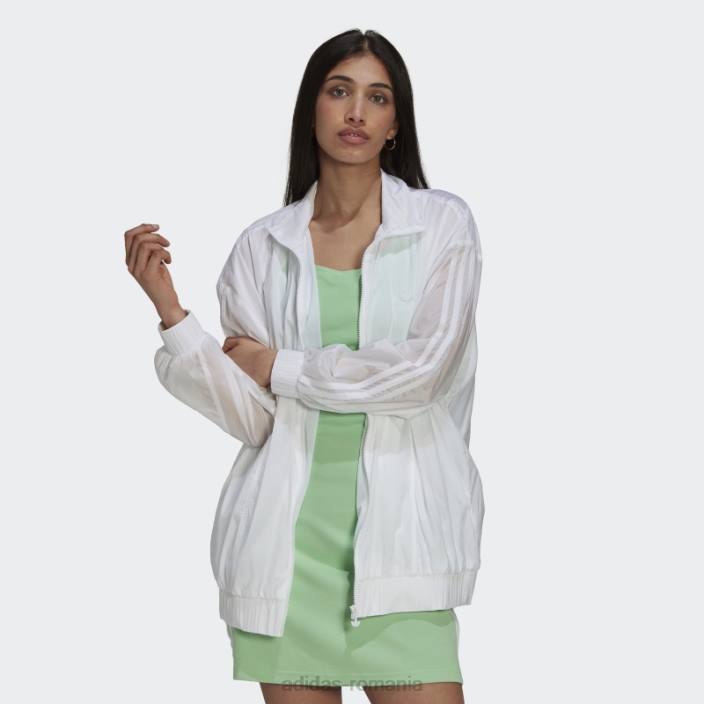 Adidas jachetă adicolor supradimensionată ripstop albă femei alb 2JBN3253