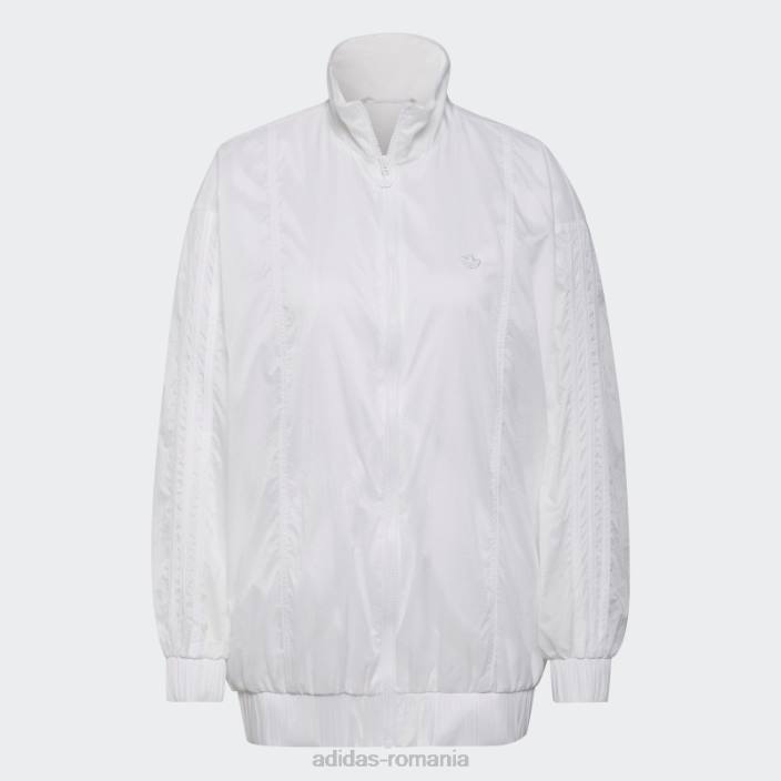 Adidas jachetă adicolor supradimensionată ripstop albă femei alb 2JBN3253