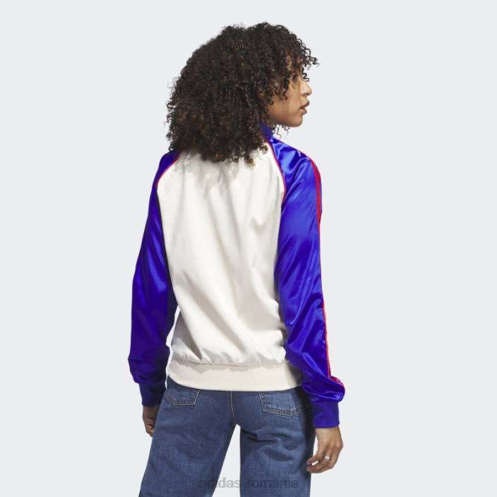 Adidas jachetă de sport din satin alb femei alb/albastru 2JBN9002