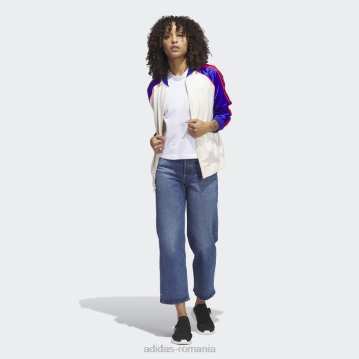 Adidas jachetă de sport din satin alb femei alb/albastru 2JBN9002