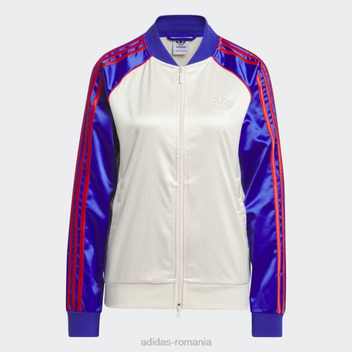Adidas jachetă de sport din satin alb femei alb/albastru 2JBN9002