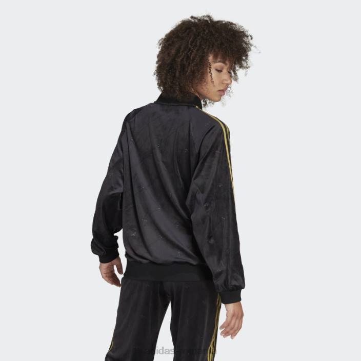 Adidas jachetă de tren din catifea cu monogramă originale în relief negru fierbinte femei negru 2JBN10624