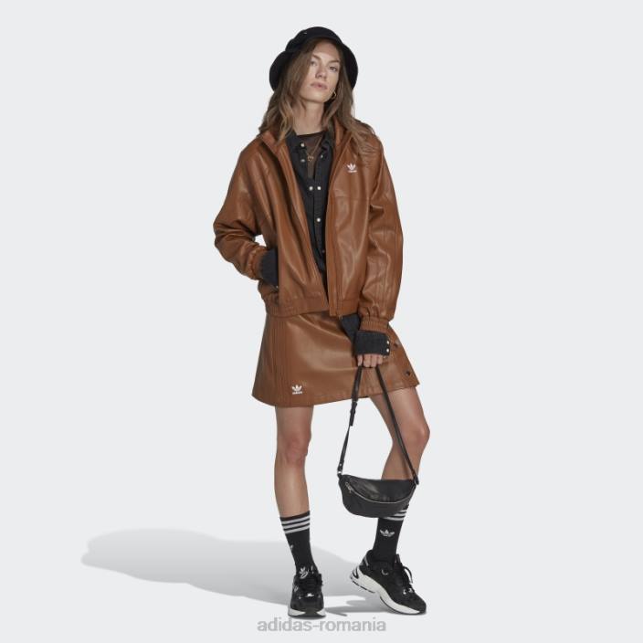 Adidas jachetă din piele artificială maro centrală adidas femei maro 2JBN10329