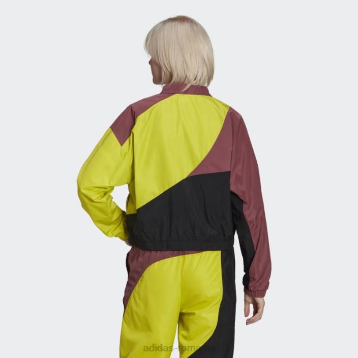 Adidas jachetă neagră adicolor colorblock femei negru/shock slime/burgundy 2JBN3239