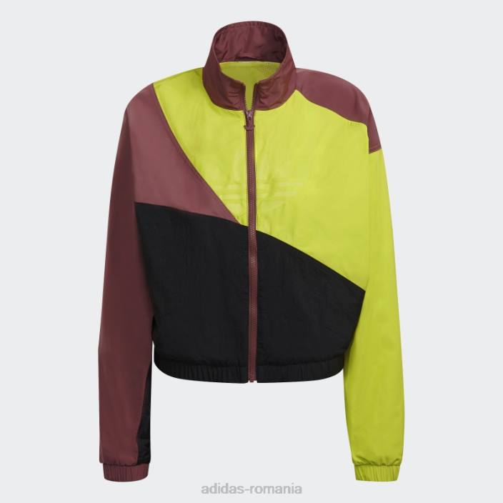 Adidas jachetă neagră adicolor colorblock femei negru/shock slime/burgundy 2JBN3239