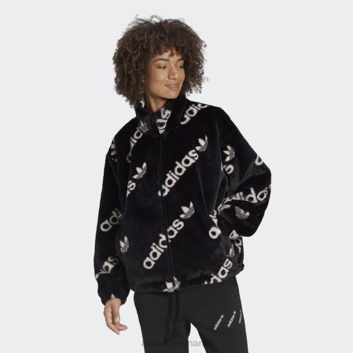 Adidas jachetă neagră de blană artificială femei negru 2JBN10499