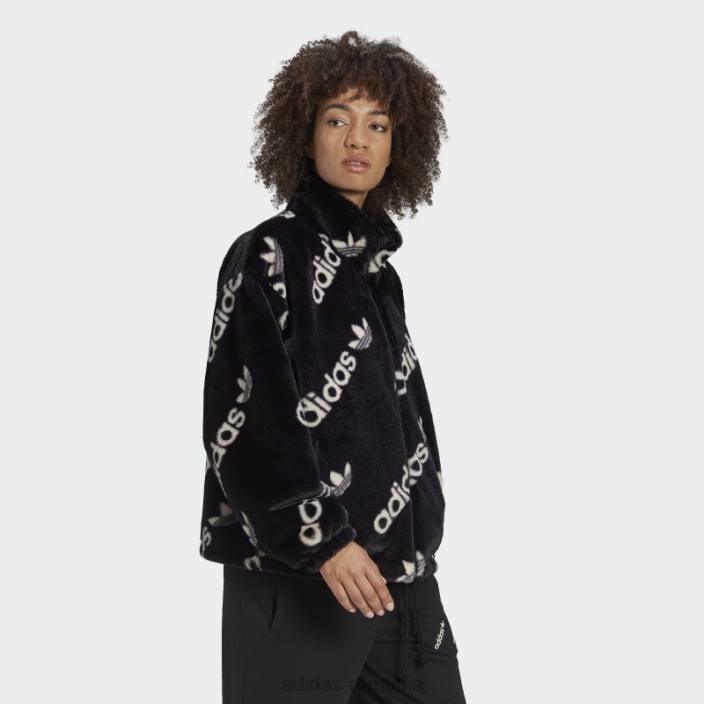 Adidas jachetă neagră de blană artificială femei negru 2JBN10499