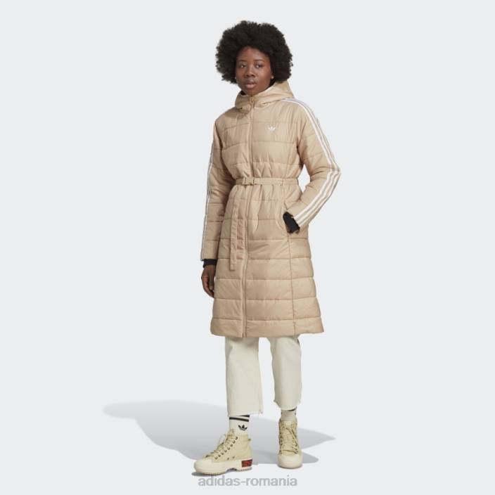 Adidas jachetă premium lungă subțire cu glugă bej femei bej 2JBN17566