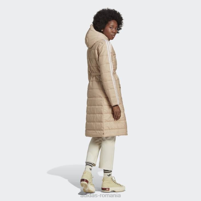 Adidas jachetă premium lungă subțire cu glugă bej femei bej 2JBN17566