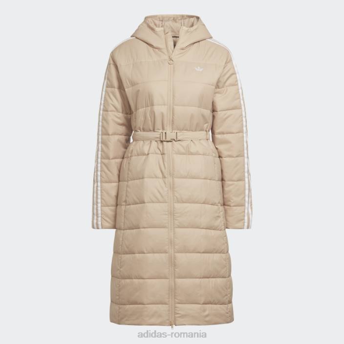 Adidas jachetă premium lungă subțire cu glugă bej femei bej 2JBN17566