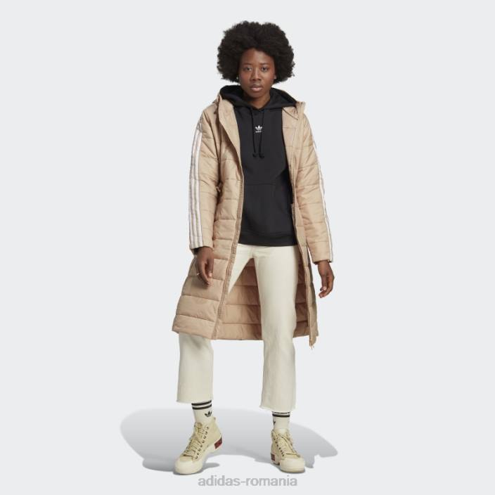 Adidas jachetă premium lungă subțire cu glugă bej femei bej 2JBN17566