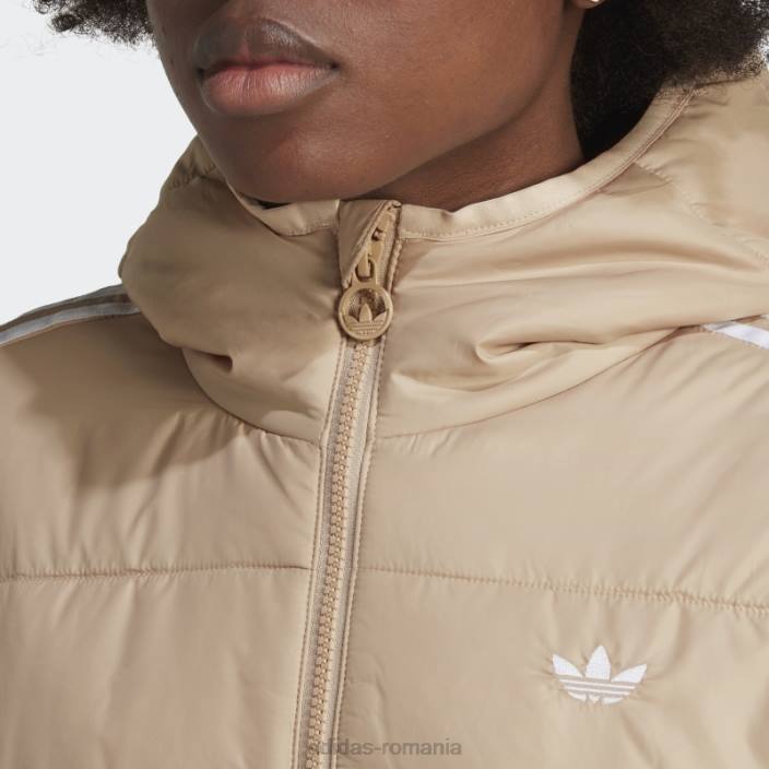 Adidas jachetă premium lungă subțire cu glugă bej femei bej 2JBN17566