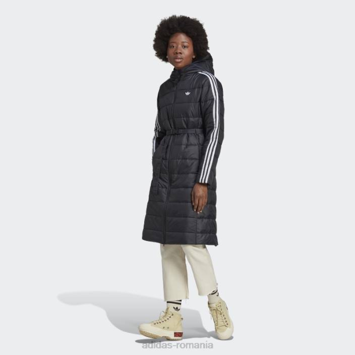 Adidas jachetă premium lungă subțire cu glugă neagră adidas femei negru 2JBN17532