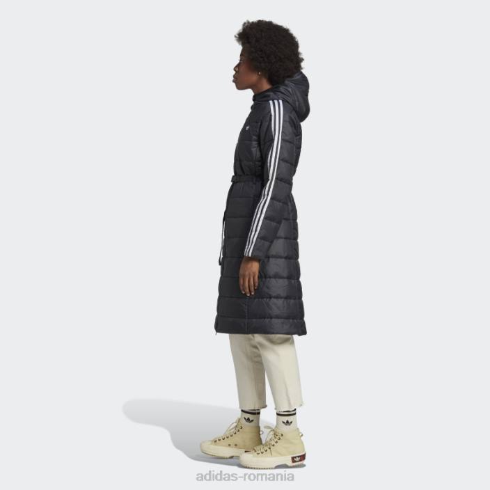 Adidas jachetă premium lungă subțire cu glugă neagră adidas femei negru 2JBN17532