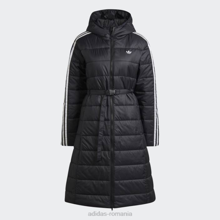 Adidas jachetă premium lungă subțire cu glugă neagră adidas femei negru 2JBN17532