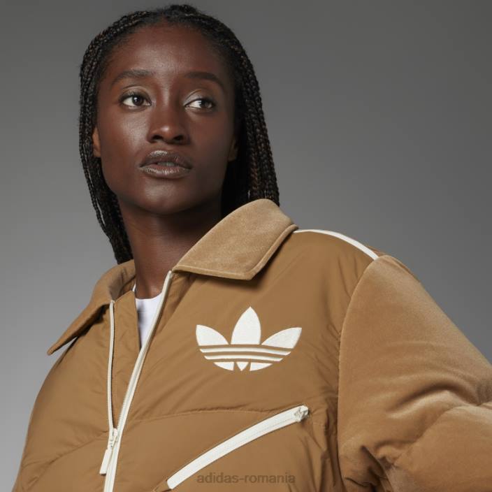 Adidas jachetă puf din catifea maro desert adicolor anii 70 femei desert maro 2JBN2909