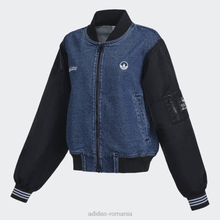 Adidas jacheta denim colegiale albastru indigo denim adidas femei denim albastru indigo 2JBN10572