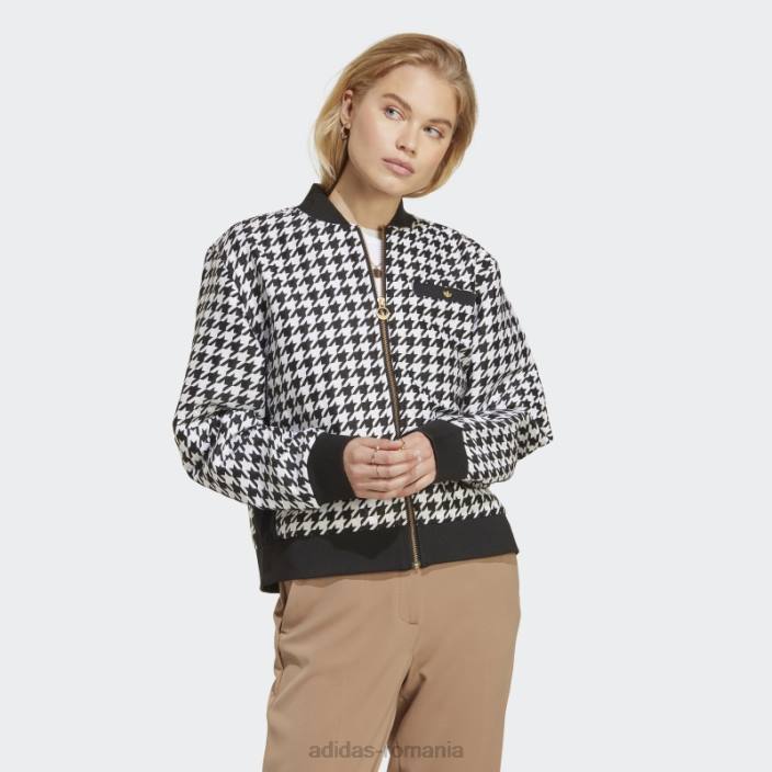 Adidas jacheta din picioare de gaina neagra femei alb negru 2JBN9019