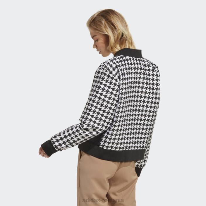 Adidas jacheta din picioare de gaina neagra femei alb negru 2JBN9019
