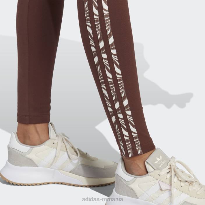 Adidas jambiere cu imprimeu animal abstract auburn femei castaniu 2JBN16465