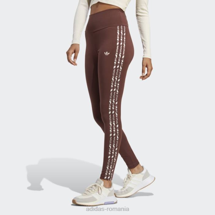 Adidas jambiere cu imprimeu animal abstract auburn femei castaniu 2JBN9178
