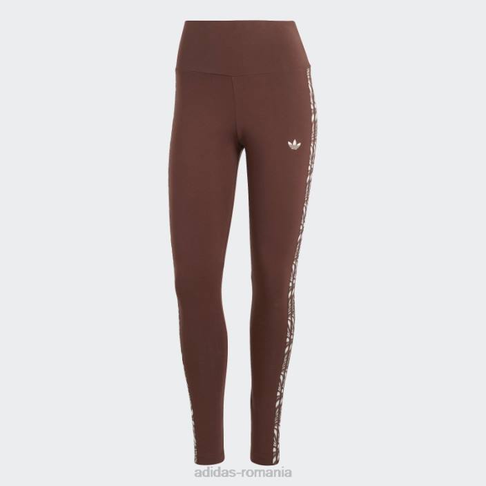 Adidas jambiere cu imprimeu animal abstract auburn femei castaniu 2JBN9178