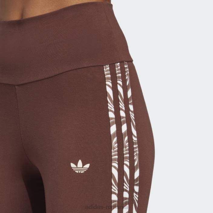 Adidas jambiere cu imprimeu animal abstract auburn femei castaniu 2JBN9178