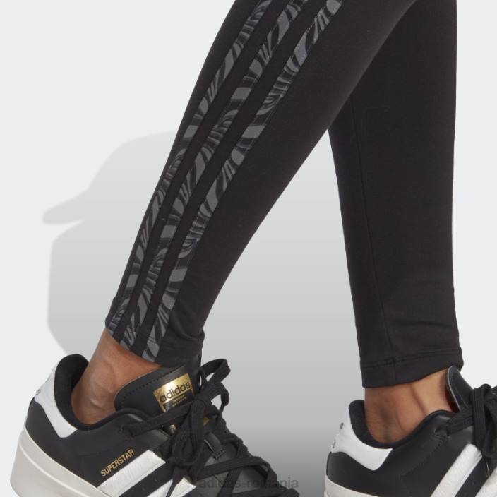 Adidas jambiere cu imprimeu animal abstract negru femei negru 2JBN9427