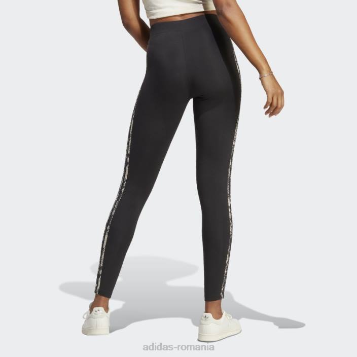 Adidas jambiere negre cu imprimeu cu 3 dungi femei negru/multicolor 2JBN9701