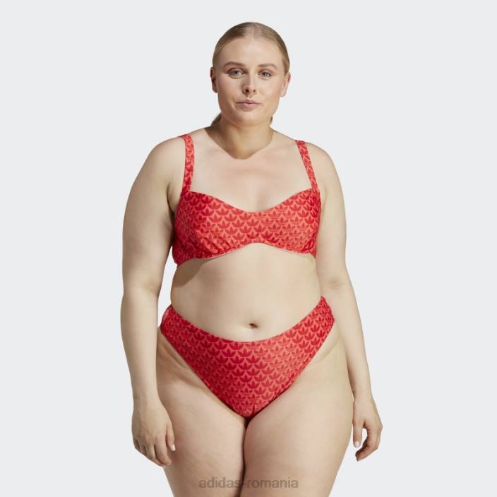 Adidas originals swim top (plus size) stacojiu femei stacojiu/roșu/alb 2JBN17144