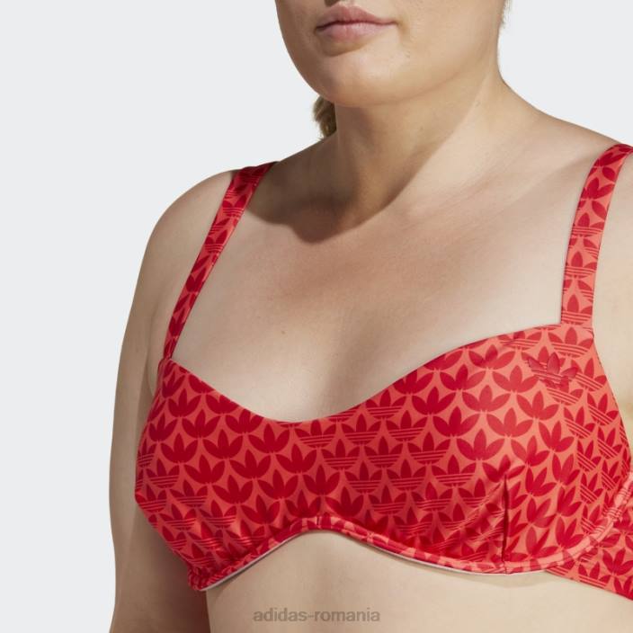 Adidas originals swim top (plus size) stacojiu femei stacojiu/roșu/alb 2JBN17144