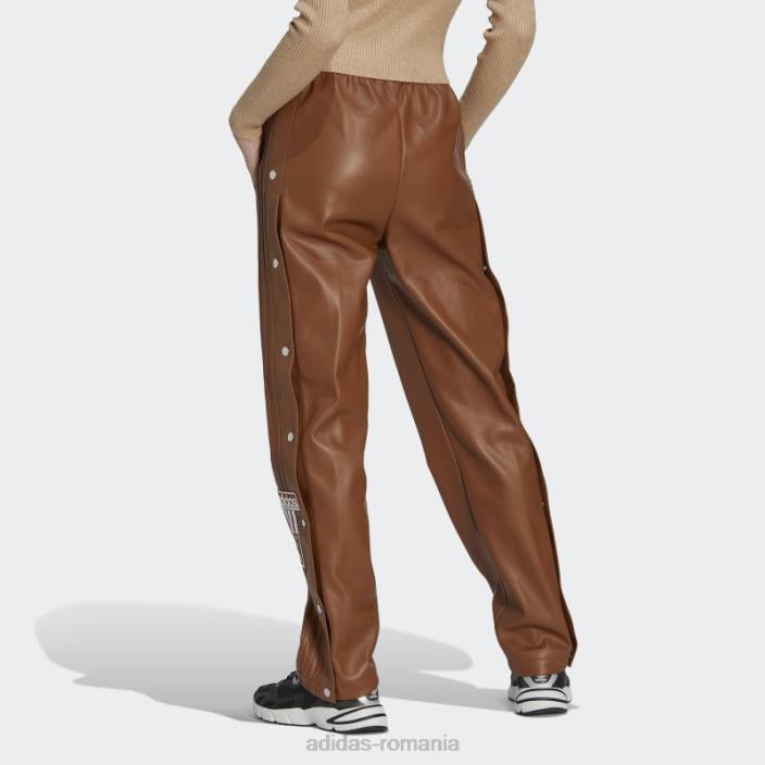 Adidas pantaloni adibreak din imitație de piele din centrul scenei maro femei maro 2JBN9290