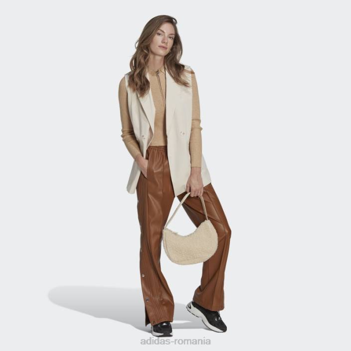 Adidas pantaloni adibreak din imitație de piele din centrul scenei maro femei maro 2JBN9290