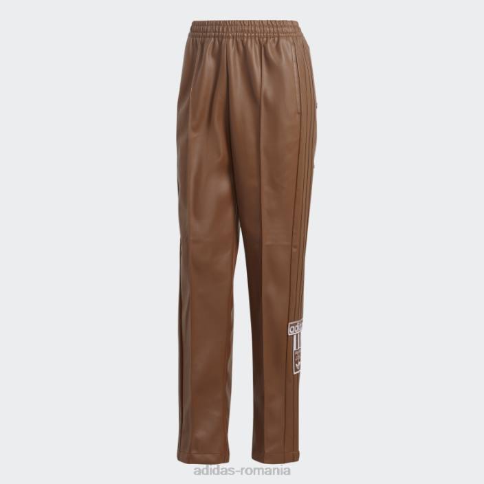 Adidas pantaloni adibreak din imitație de piele din centrul scenei maro femei maro 2JBN9290