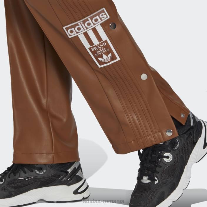 Adidas pantaloni adibreak din imitație de piele din centrul scenei maro femei maro 2JBN9290