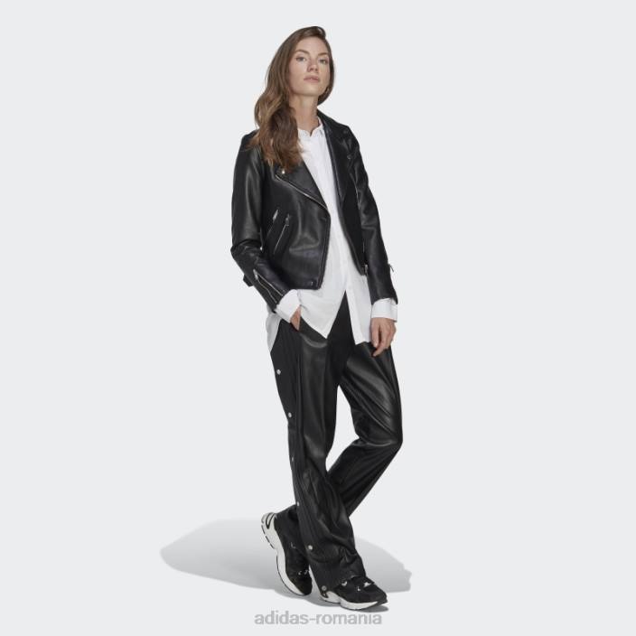 Adidas pantaloni adibreak din imitație de piele din centrul scenei negru adidas femei negru 2JBN9444