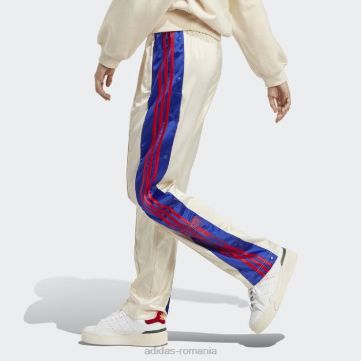Adidas pantaloni adibreak din satin albi femei alb 2JBN10261