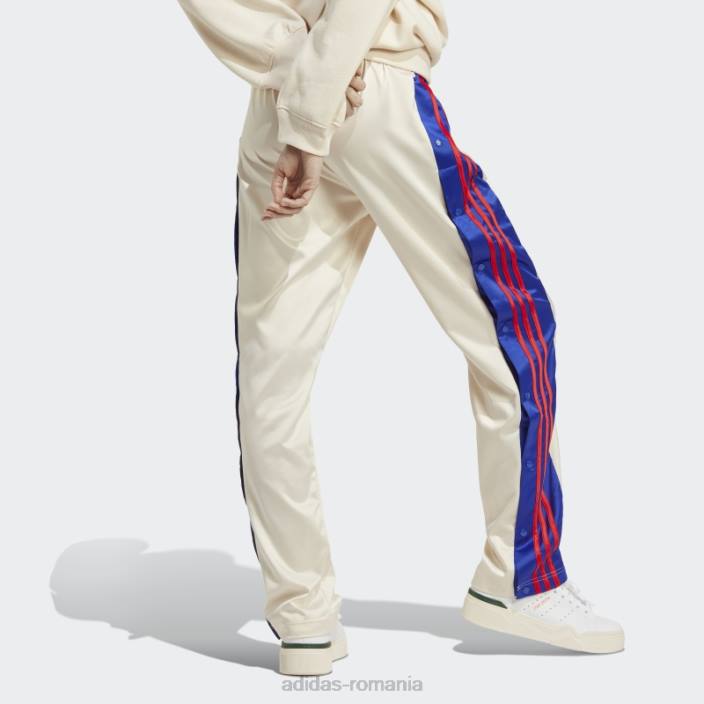Adidas pantaloni adibreak din satin albi femei alb 2JBN10261