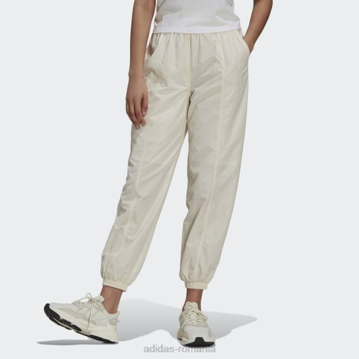 Adidas pantaloni adicolor nailon alb femei alb 2JBN2792