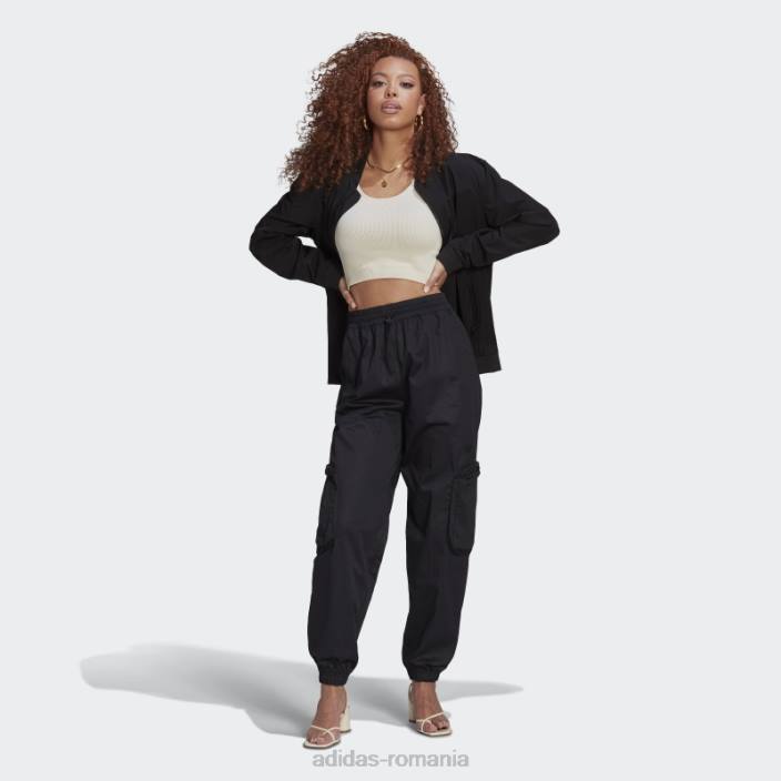 Adidas pantaloni cargo din twill negri femei negru 2JBN3230